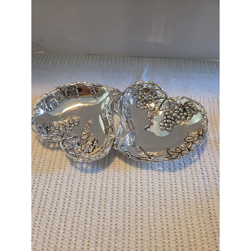 Godinger Silver Plated Grape Design Double Heart Dish